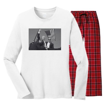 President Trump Assassination Attempt Women's Long Sleeve Flannel Pajama Set 