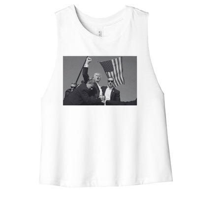 President Trump Assassination Attempt Women's Racerback Cropped Tank