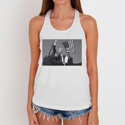 President Trump Assassination Attempt Women's Knotted Racerback Tank