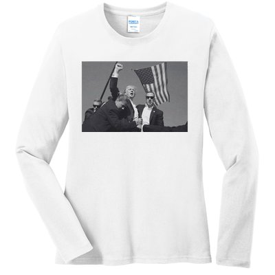 President Trump Assassination Attempt Ladies Long Sleeve Shirt