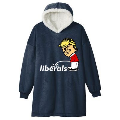 Pro Trump Anti Liberal Donald Trump Pissing On Liberals Gift Cool Gift Hooded Wearable Blanket