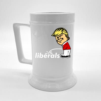 Pro Trump Anti Liberal Donald Trump Pissing On Liberals Gift Cool Gift Beer Stein