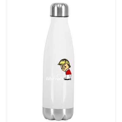 Pro Trump Anti Liberal Donald Trump Pissing On Liberals Gift Cool Gift Stainless Steel Insulated Water Bottle