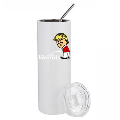 Pro Trump Anti Liberal Donald Trump Pissing On Liberals Gift Cool Gift Stainless Steel Tumbler