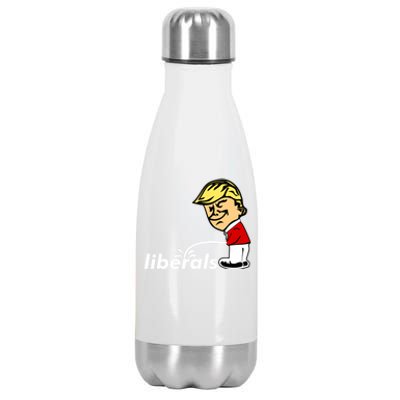 Pro Trump Anti Liberal Donald Trump Pissing On Liberals Gift Cool Gift Stainless Steel Insulated Water Bottle