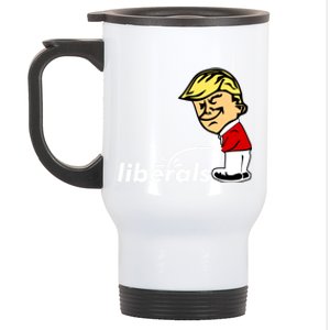 Pro Trump Anti Liberal Donald Trump Pissing On Liberals Gift Cool Gift Stainless Steel Travel Mug