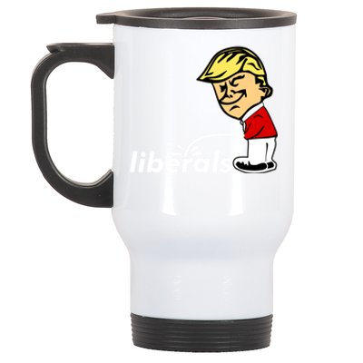 Pro Trump Anti Liberal Donald Trump Pissing On Liberals Gift Cool Gift Stainless Steel Travel Mug