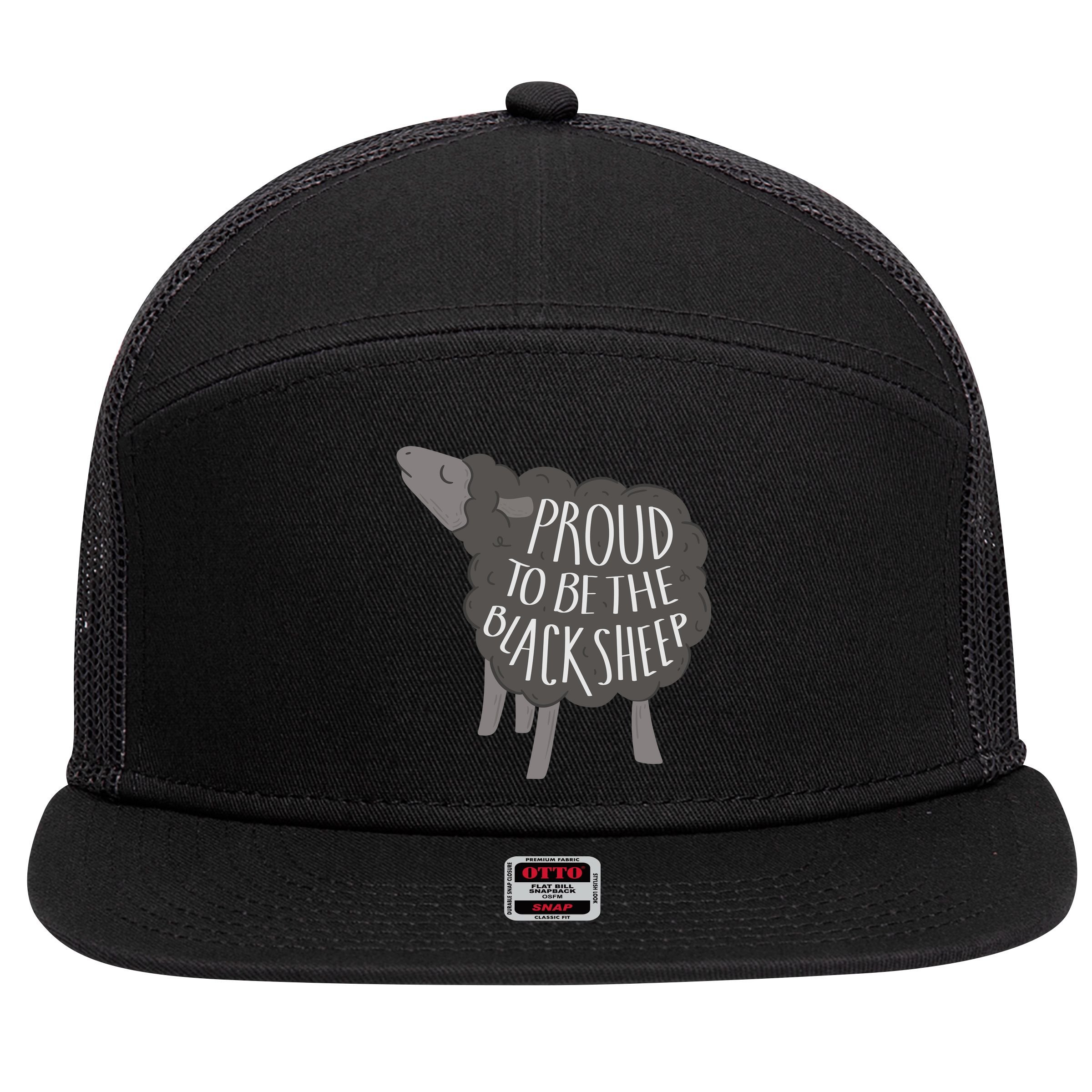 Proud To Be The Black Sheep 7 Panel Mesh Trucker Snapback Hat