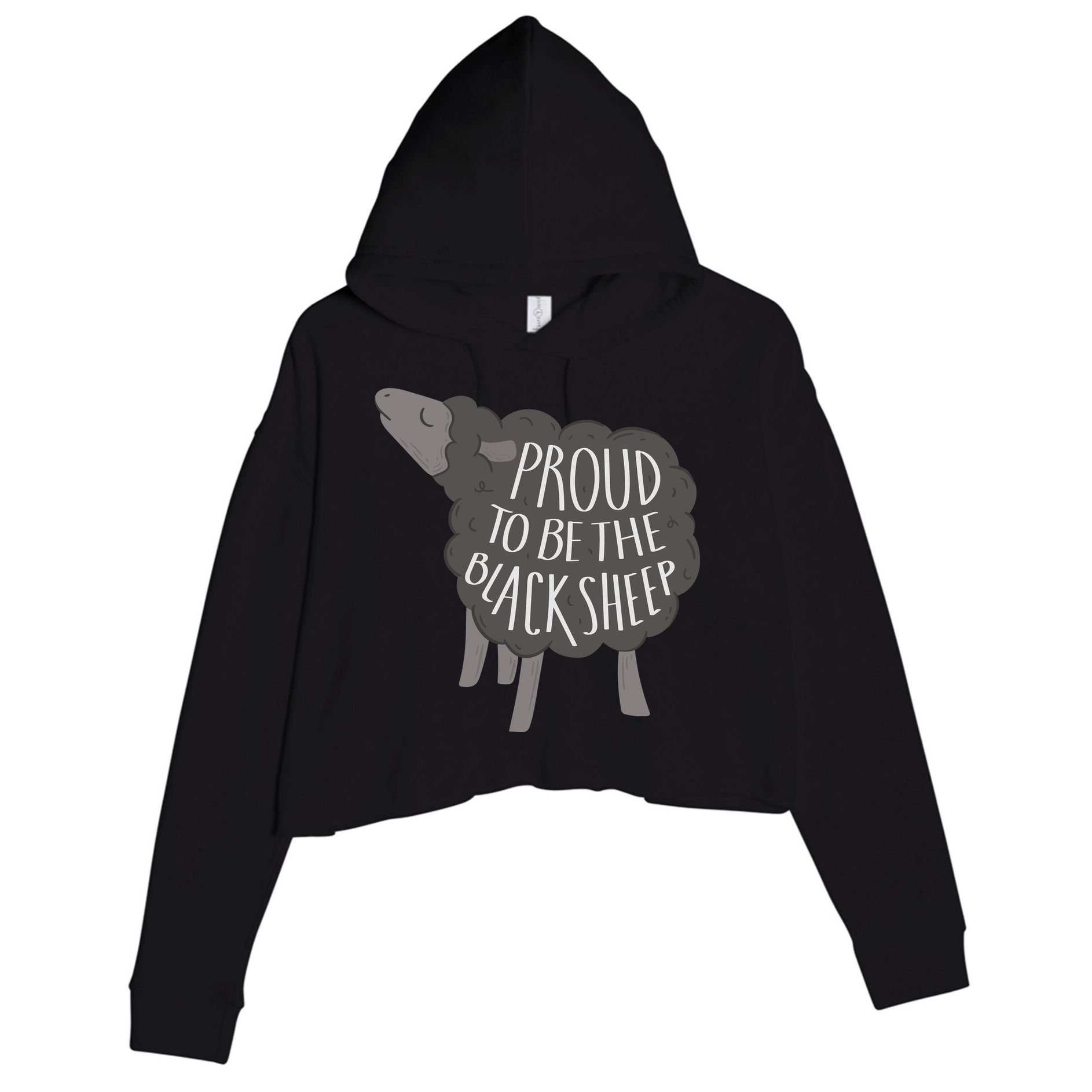 Proud To Be The Black Sheep Crop Fleece Hoodie