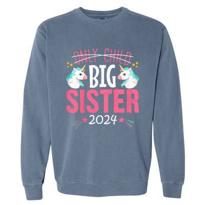 Promoted to Big sister est 2024 Unicorn Garment-Dyed Sweatshirt