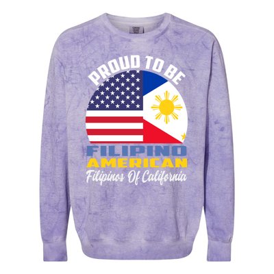 Proud To Be Filipino American Filipinos Of California Cute Gift Colorblast Crewneck Sweatshirt