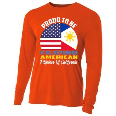 Proud To Be Filipino American Filipinos Of California Cute Gift Cooling Performance Long Sleeve Crew