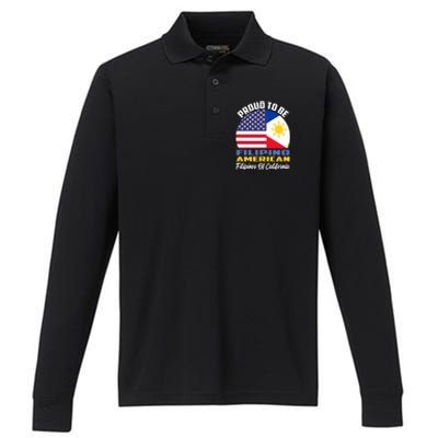 Proud To Be Filipino American Filipinos Of California Cute Gift Performance Long Sleeve Polo