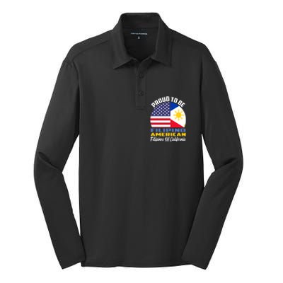 Proud To Be Filipino American Filipinos Of California Cute Gift Silk Touch Performance Long Sleeve Polo