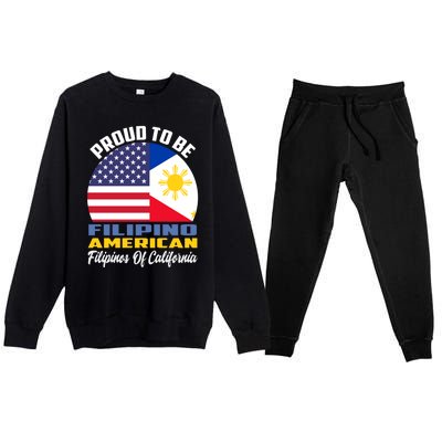 Proud To Be Filipino American Filipinos Of California Cute Gift Premium Crewneck Sweatsuit Set