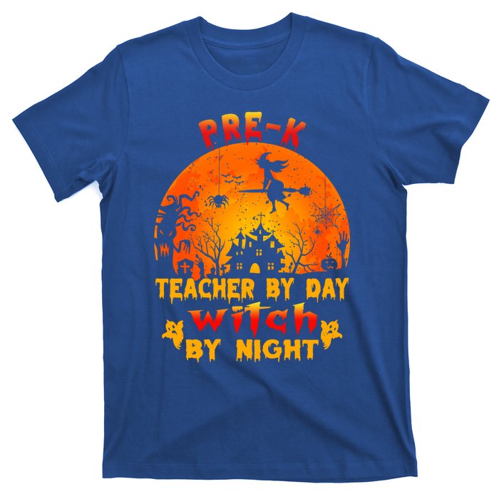 PreK Teacher By Day Witch By Night Costume Halloween Funny Gift T-Shirt