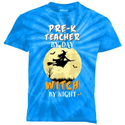 PreK Teacher By Day Witch By Night Cute Gift School Funny Kids Tie-Dye T-Shirt