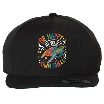 Puzzle Turtle Be Happy In Your Own Shell Autism Awareness  Wool Snapback Cap