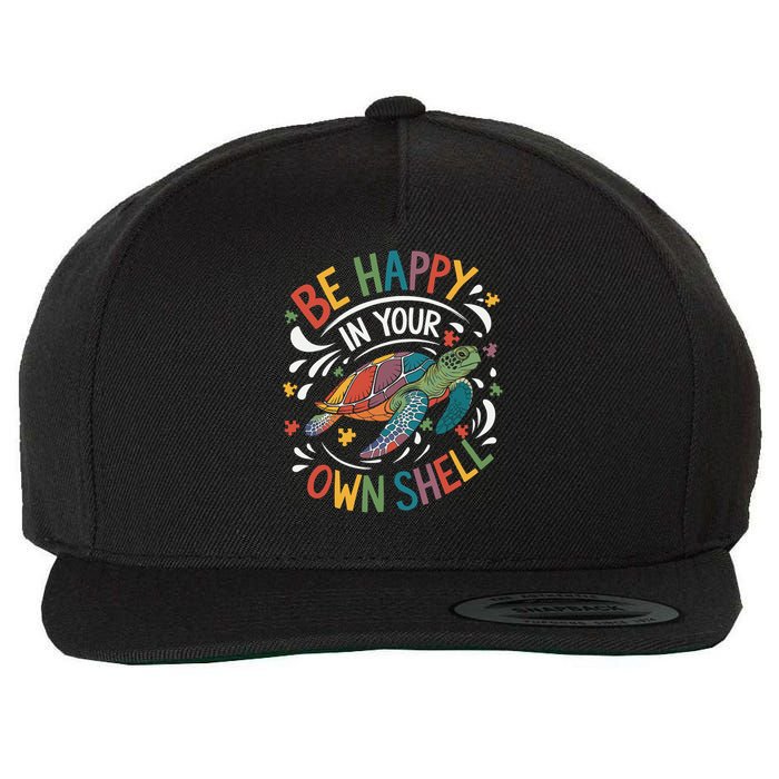 Puzzle Turtle Be Happy In Your Own Shell Autism Awareness  Wool Snapback Cap