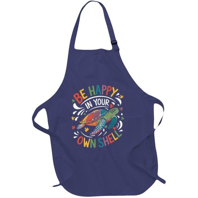 Puzzle Turtle Be Happy In Your Own Shell Autism Awareness  Full-Length Apron With Pockets