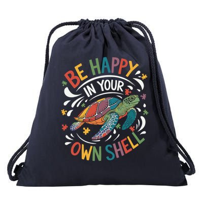 Puzzle Turtle Be Happy In Your Own Shell Autism Awareness  Drawstring Bag