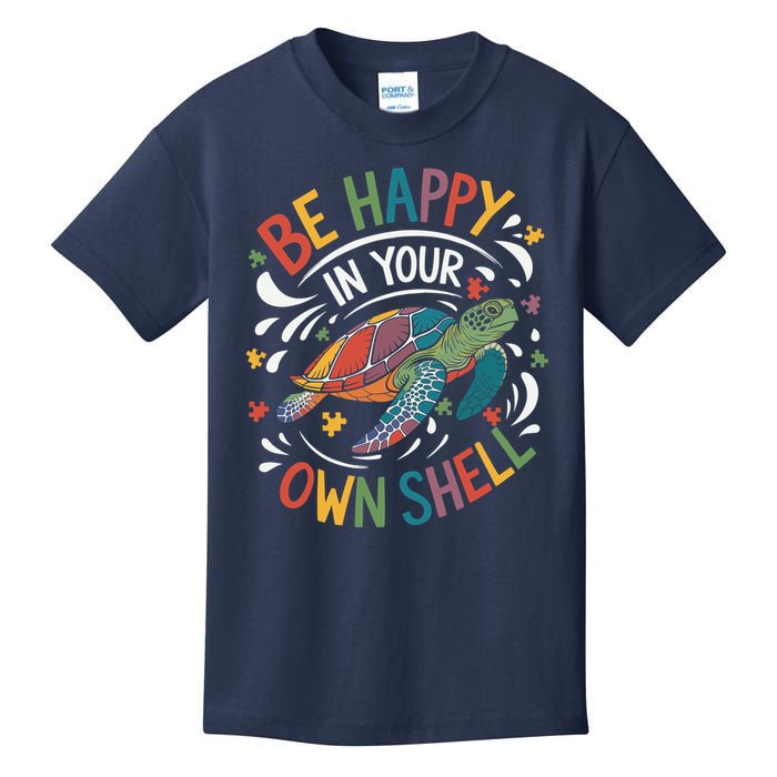 Puzzle Turtle Be Happy In Your Own Shell Autism Awareness  Kids T-Shirt