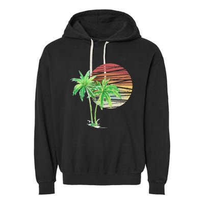 Palm Tree Beach Summer Vacation Holiday Island Garment-Dyed Fleece Hoodie