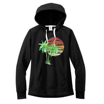 Palm Tree Beach Summer Vacation Holiday Island Women's Fleece Hoodie