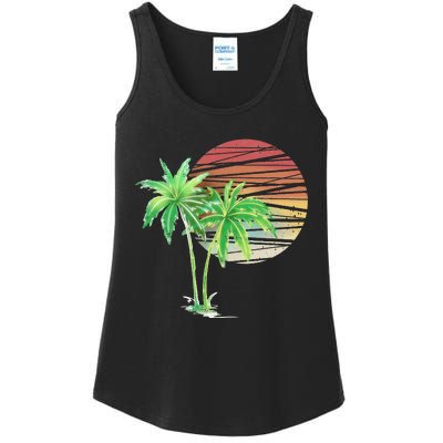 Palm Tree Beach Summer Vacation Holiday Island Ladies Essential Tank