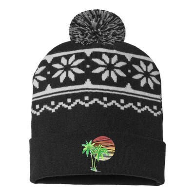 Palm Tree Beach Summer Vacation Holiday Island USA-Made Snowflake Beanie