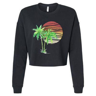 Palm Tree Beach Summer Vacation Holiday Island Cropped Pullover Crew