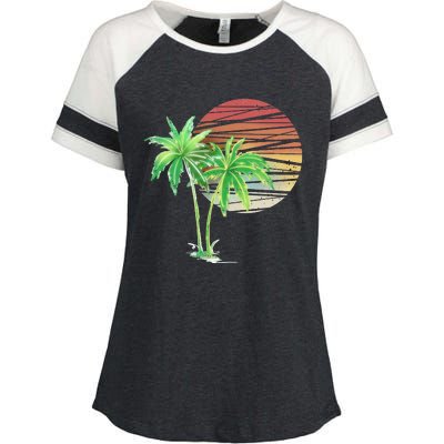 Palm Tree Beach Summer Vacation Holiday Island Enza Ladies Jersey Colorblock Tee