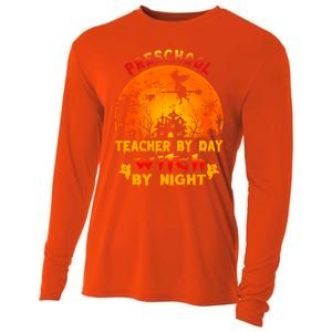 Preschool Teacher By Day Witch By Night Costume Halloween Cute Gift Cooling Performance Long Sleeve Crew