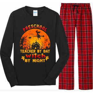 Preschool Teacher By Day Witch By Night Costume Halloween Cute Gift Long Sleeve Pajama Set