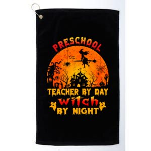 Preschool Teacher By Day Witch By Night Costume Halloween Cute Gift Platinum Collection Golf Towel