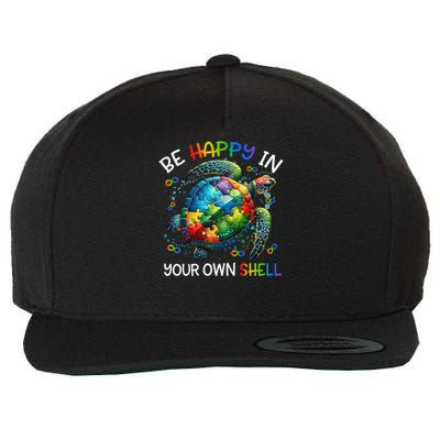 Puzzle Turtle Be Happy In Your Own Shell Autism Awareness Wool Snapback Cap