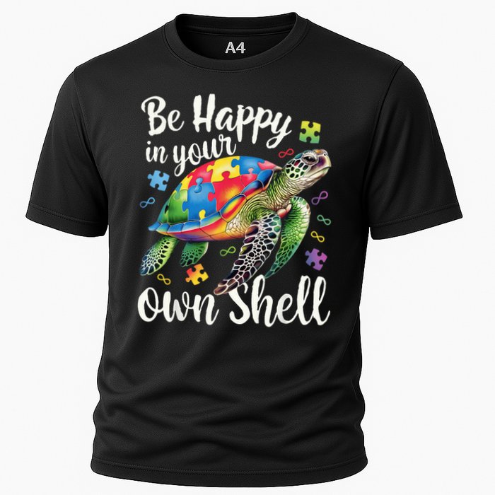 Puzzle Turtle Be Happy In Your Own Shell Autism Awareness Cooling Performance Crew T-Shirt