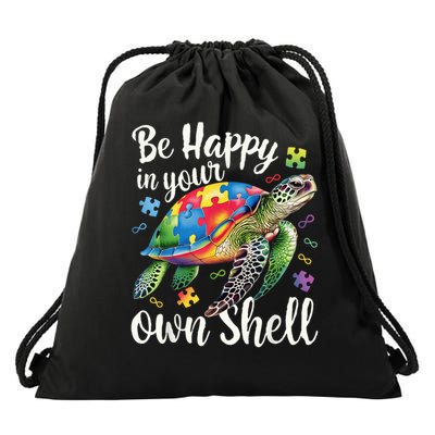 Puzzle Turtle Be Happy In Your Own Shell Autism Awareness Drawstring Bag