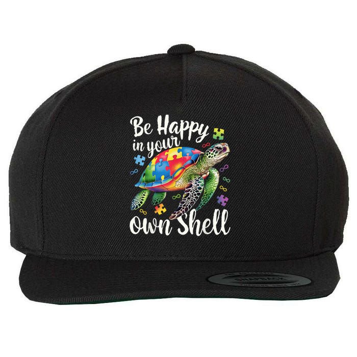 Puzzle Turtle Be Happy In Your Own Shell Autism Awareness Wool Snapback Cap