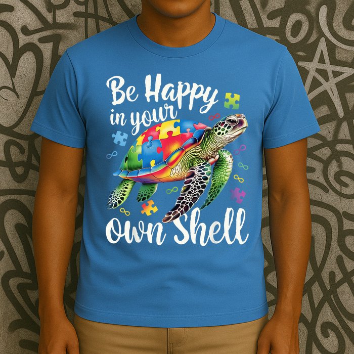 Puzzle Turtle Be Happy In Your Own Shell Autism Awareness T-Shirt