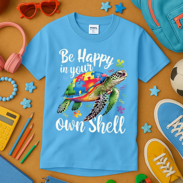 Puzzle Turtle Be Happy In Your Own Shell Autism Awareness Kids T-Shirt