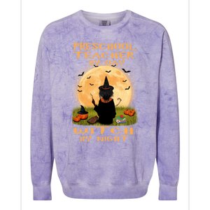 Preschool Teacher By Day Witch By Night Halloween Costume Cool Gift Colorblast Crewneck Sweatshirt