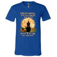 Preschool Teacher By Day Witch By Night Halloween Costume Cool Gift V-Neck T-Shirt