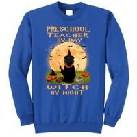 Preschool Teacher By Day Witch By Night Halloween Costume Cool Gift Tall Sweatshirt