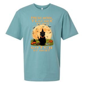 Preschool Teacher By Day Witch By Night Halloween Costume Cool Gift Sueded Cloud Jersey T-Shirt