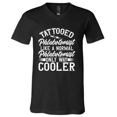 Phlebotomy Technician Blood Nurse Tattooed Phlebotomist V-Neck T-Shirt