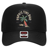 Papa's Tiki Bar Vintage Surfboard Dad Palm Tree Beach Funny Hat