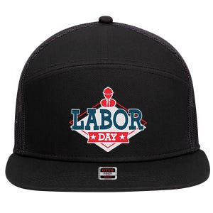 Proud To Be American Patriot Union Skilled Worker Labor Day Gift 7 Panel Mesh Trucker Snapback Hat