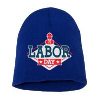 Proud To Be American Patriot Union Skilled Worker Labor Day Gift Short Acrylic Beanie