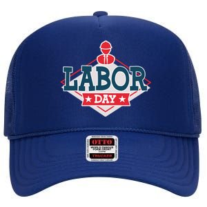 Proud To Be American Patriot Union Skilled Worker Labor Day Gift High Crown Mesh Back Trucker Hat